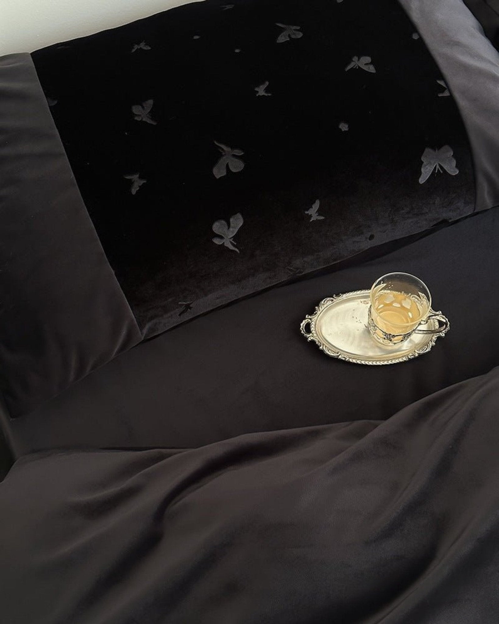 Odessa Butterfly Velvet Bedding Set - room scene