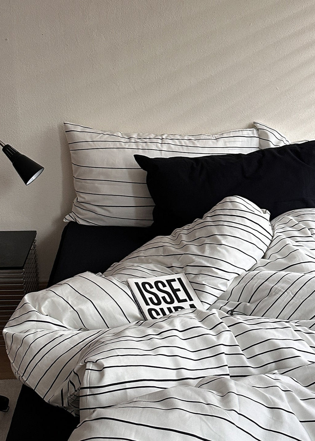 Denholm Pinstripe Washed Cotton Bedding Set - room scene