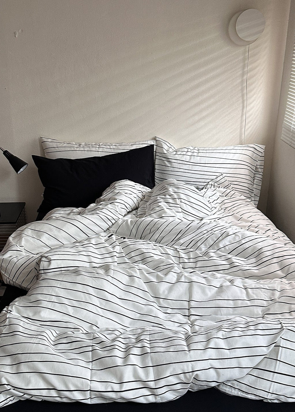 Denholm Pinstripe Washed Cotton Bedding Set - room scene