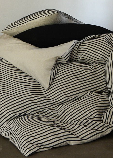 Ashcombe Striped Linen Bedding Set - room scene