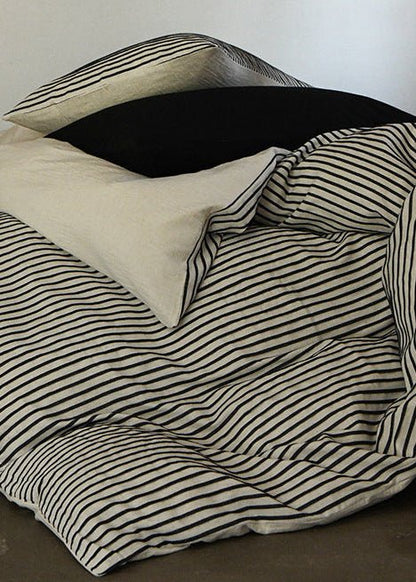 Ashcombe Striped Linen Bedding Set - room scene