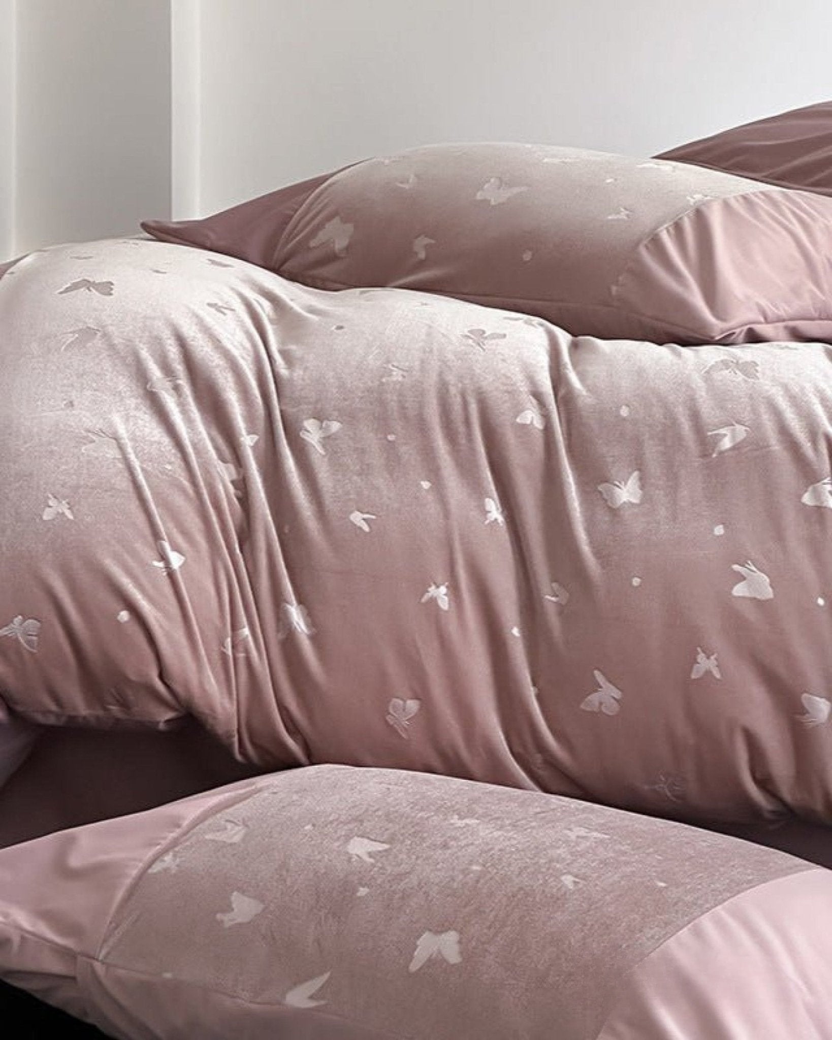 Odessa Butterfly Velvet Bedding Set - room scene