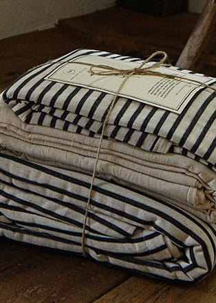 Ashcombe Striped Linen Bedding Set - room scene