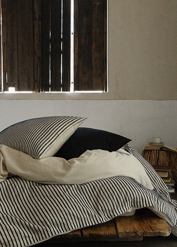 Ashcombe Striped Linen Bedding Set - room scene