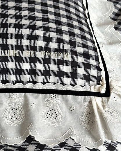 Winsley Gingham Lace Cotton Bedding Set - room scene