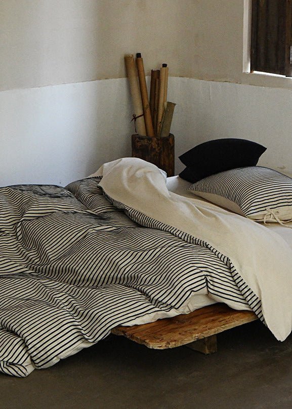 Ashcombe Striped Linen Bedding Set - room scene
