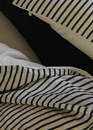 Ashcombe Striped Linen Bedding Set - room scene