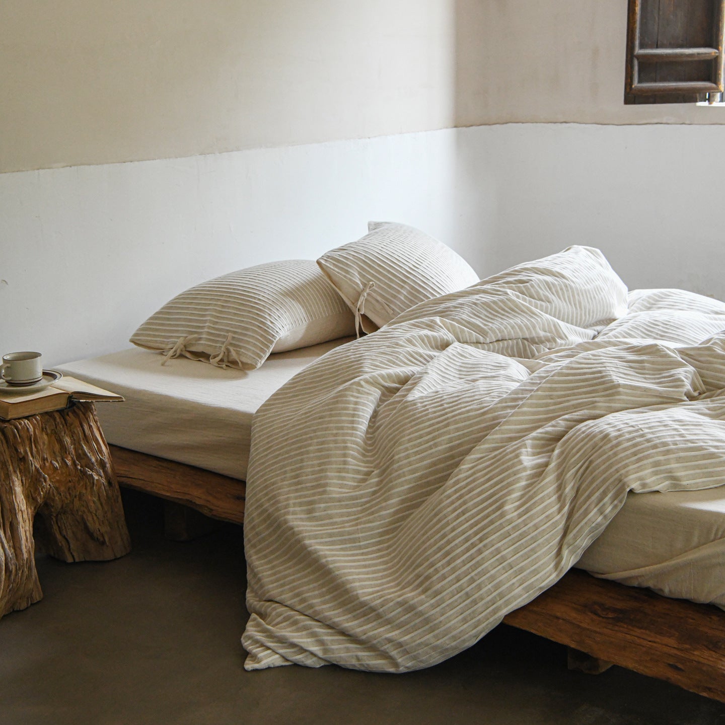 Ashcombe Striped Linen Bedding Set - room scene
