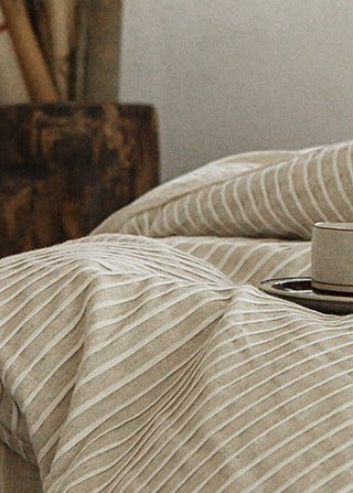 Ashcombe Striped Linen Bedding Set - room scene