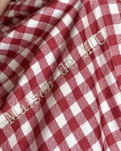 Winsley Gingham Lace Cotton Bedding Set - room scene