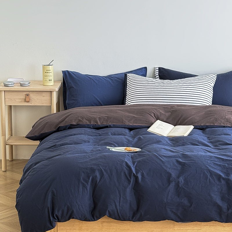 Kestwick Two-Tone Washed Cotton Bedding Set - Midnight Navy