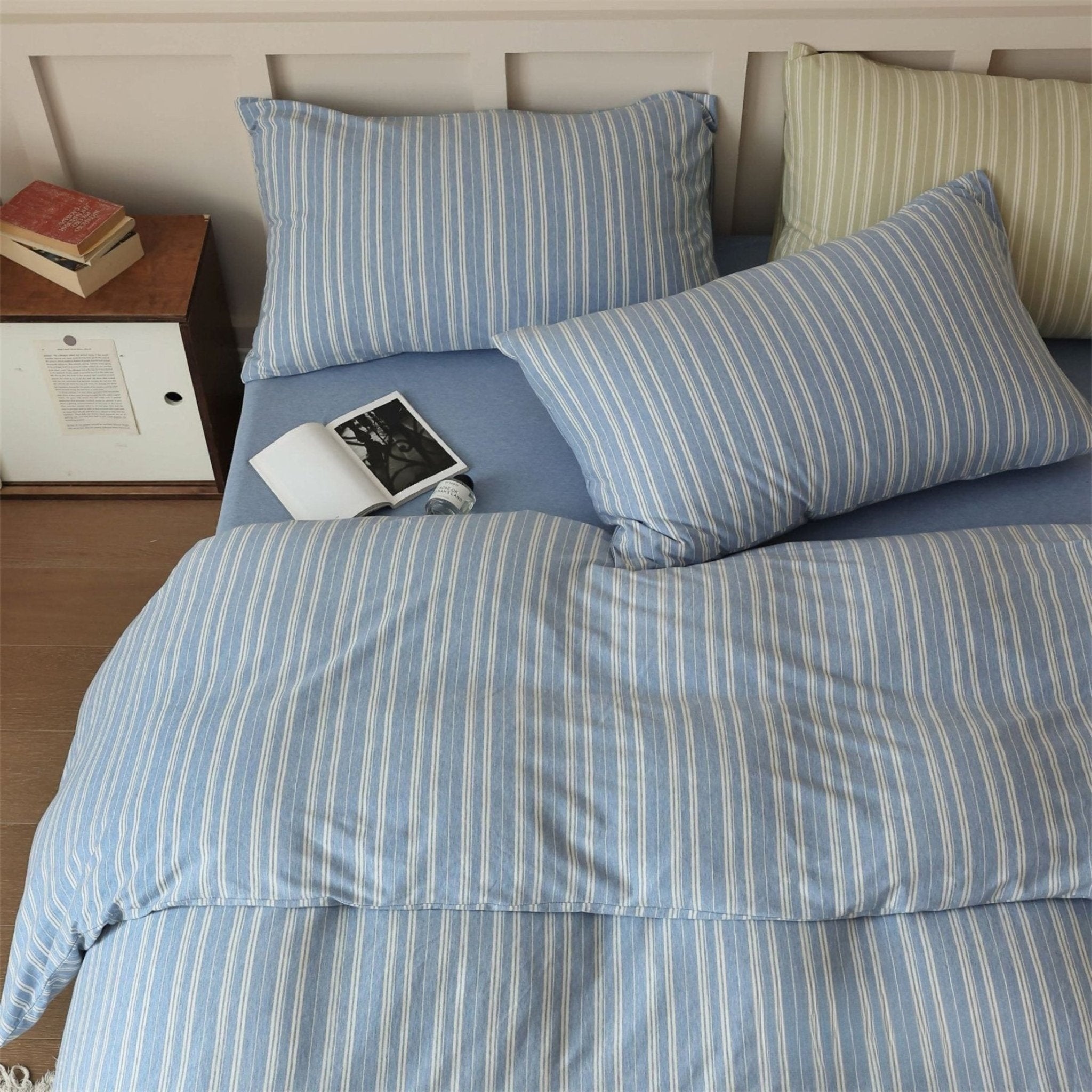 Denby Striped Jersey Cotton Bedding Set - room scene