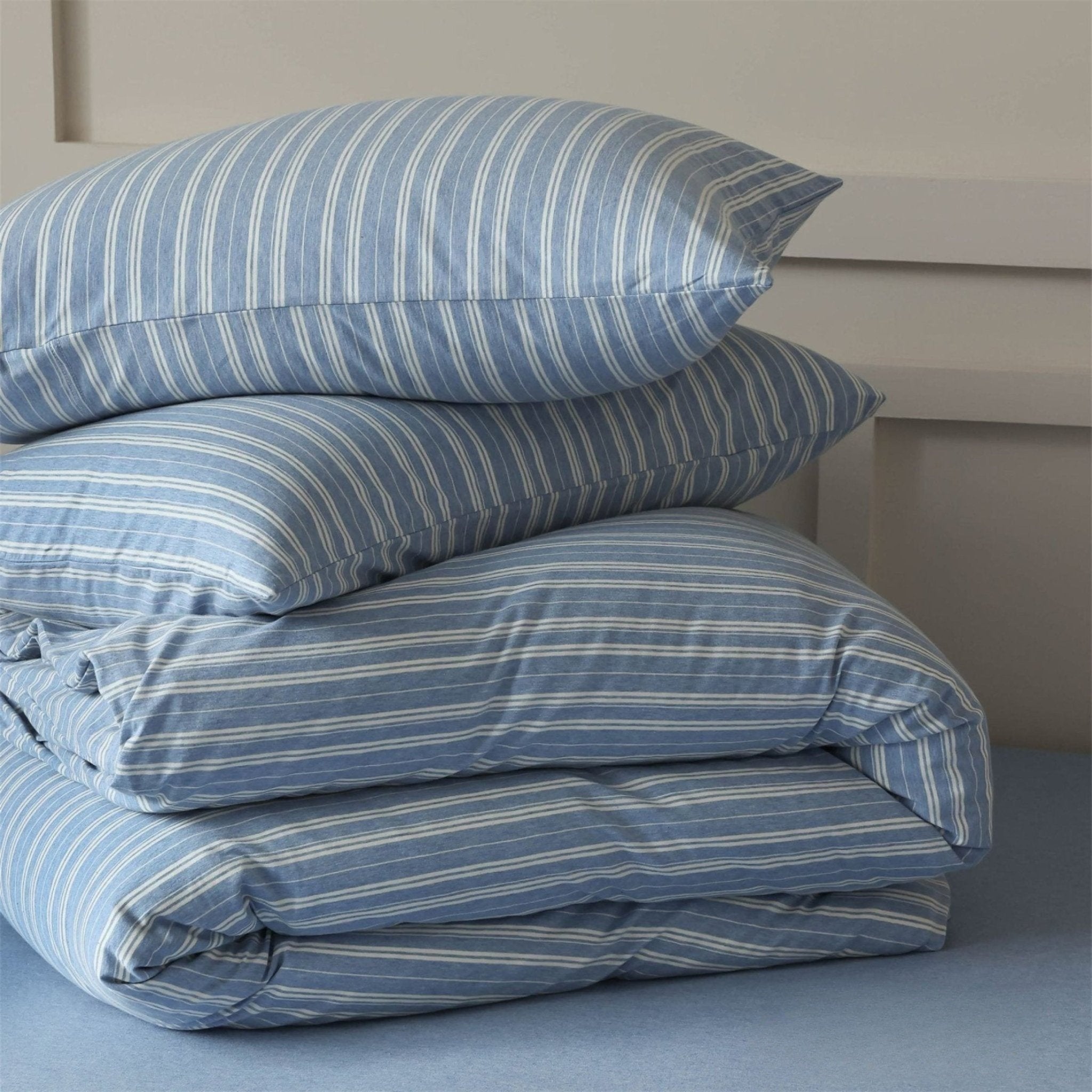 Denby Striped Jersey Cotton Bedding Set - room scene