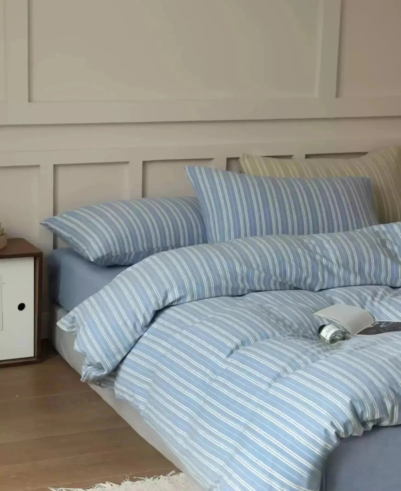 Denby Striped Jersey Cotton Bedding Set - room scene