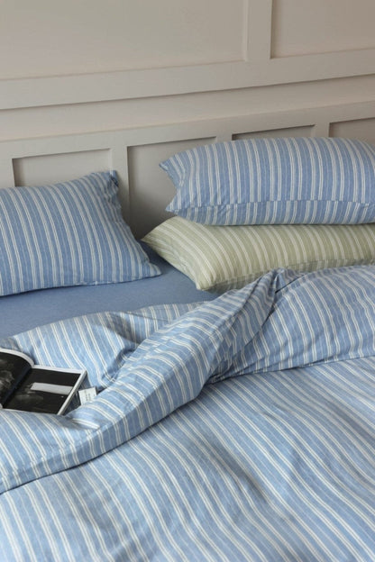 Denby Striped Jersey Cotton Bedding Set - room scene
