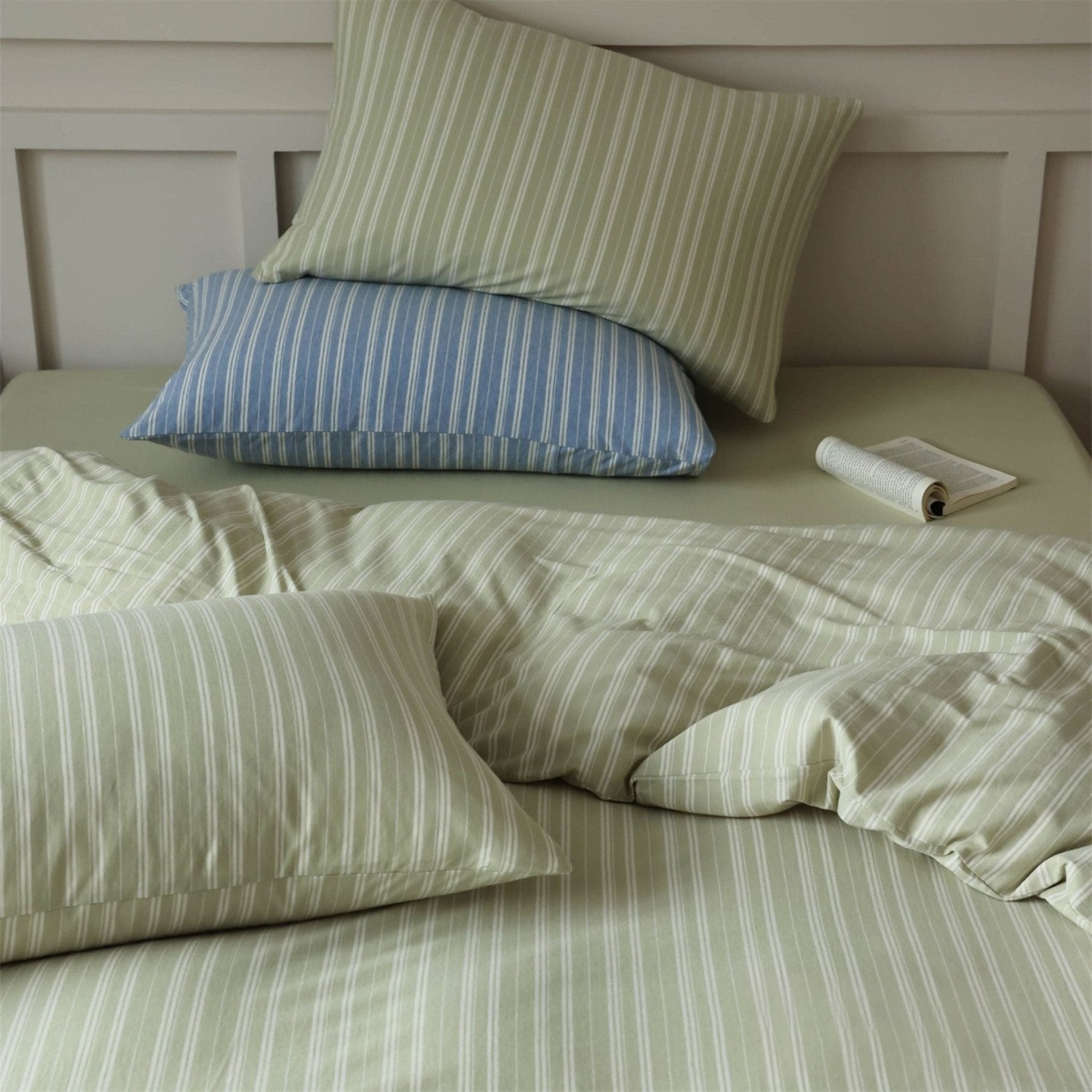 Denby Striped Jersey Cotton Bedding Set - room scene