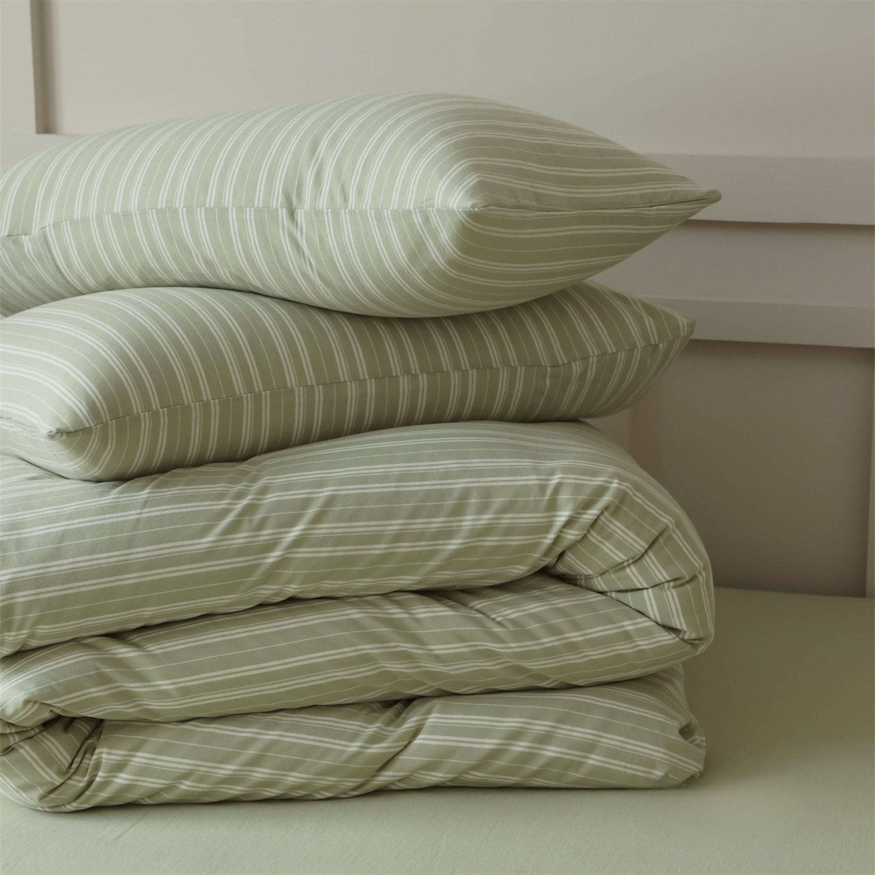 Denby Striped Jersey Cotton Bedding Set - room scene