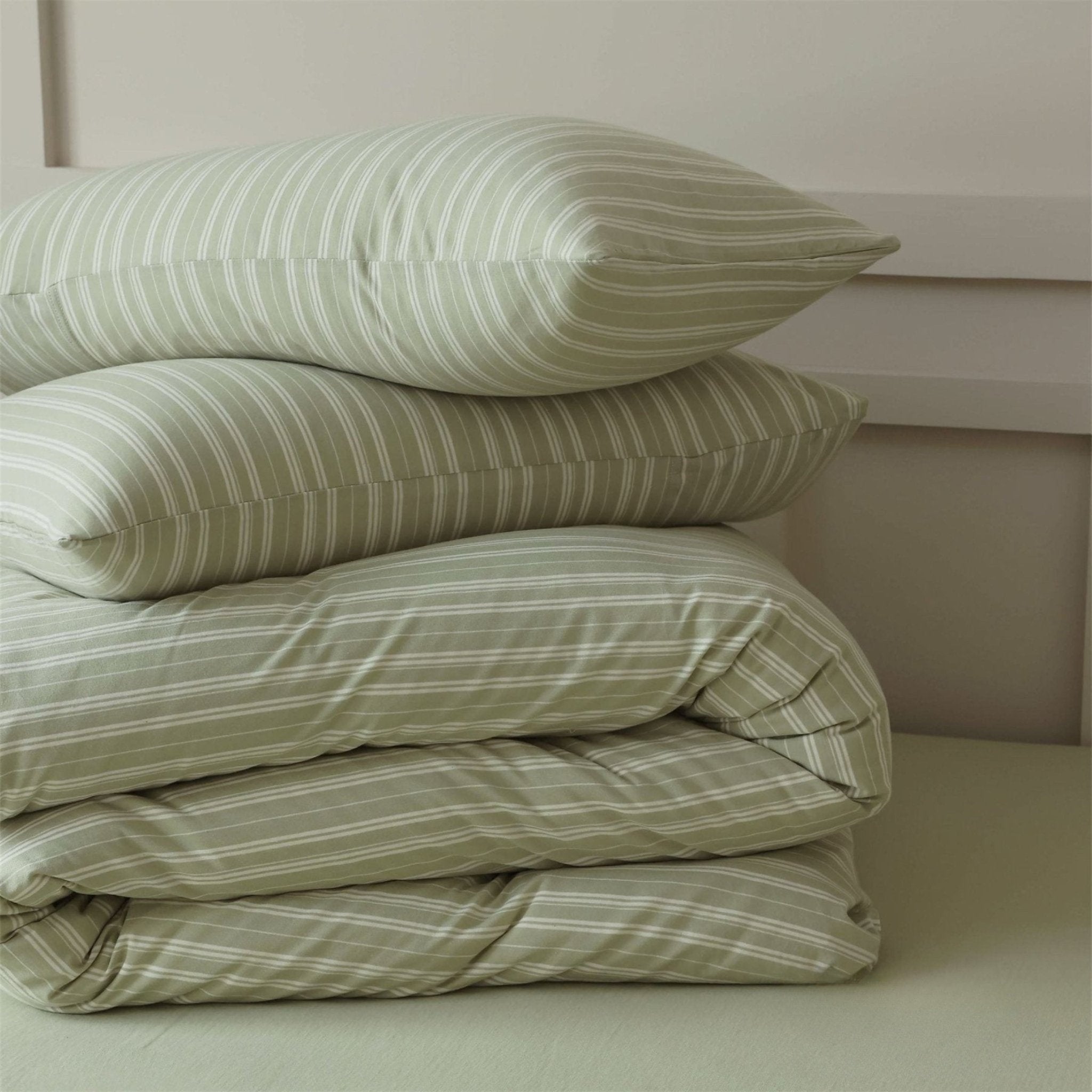 Denby Striped Jersey Cotton Bedding Set - room scene