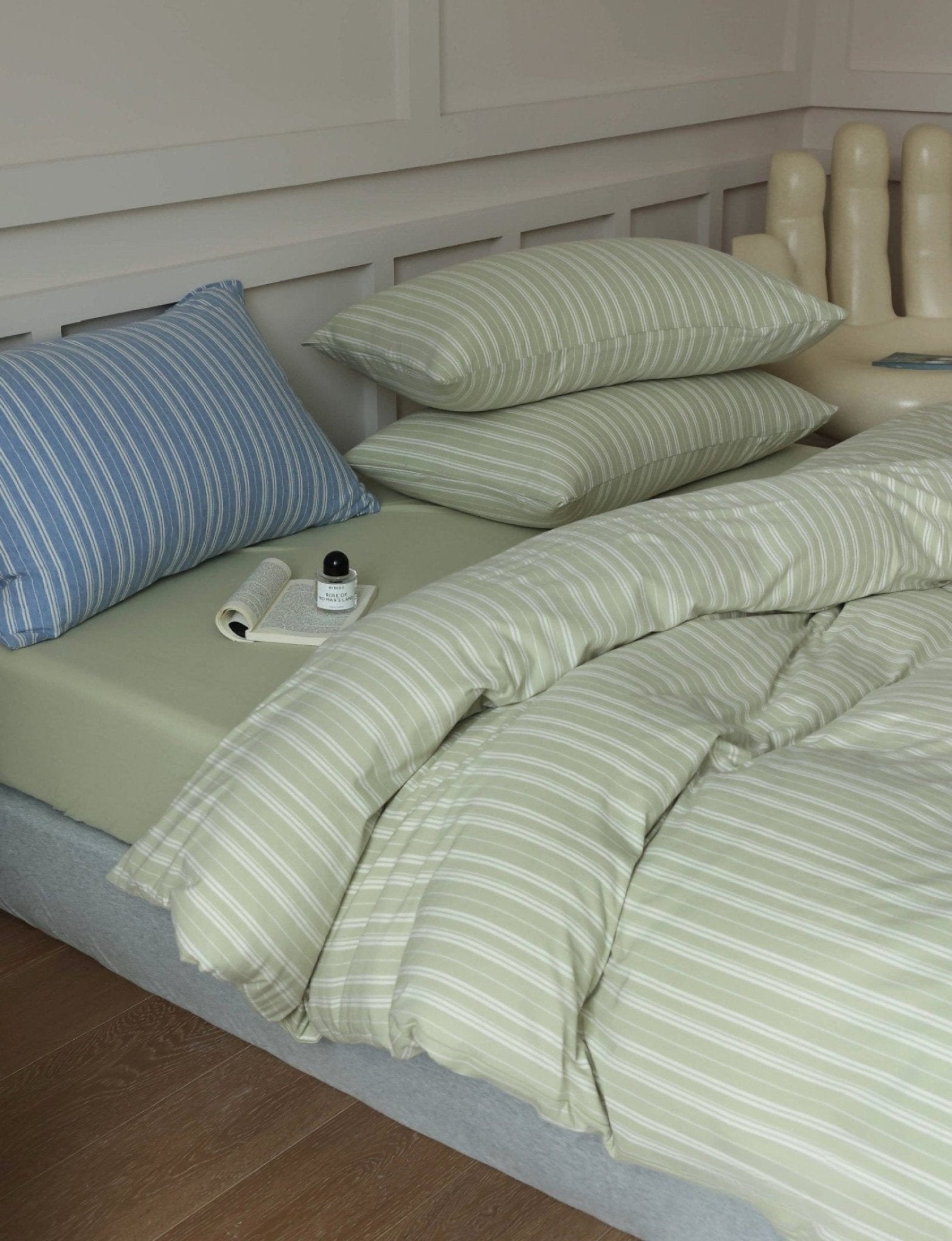 Denby Striped Jersey Cotton Bedding Set - room scene