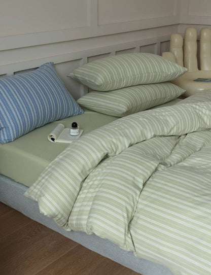 Denby Striped Jersey Cotton Bedding Set - room scene
