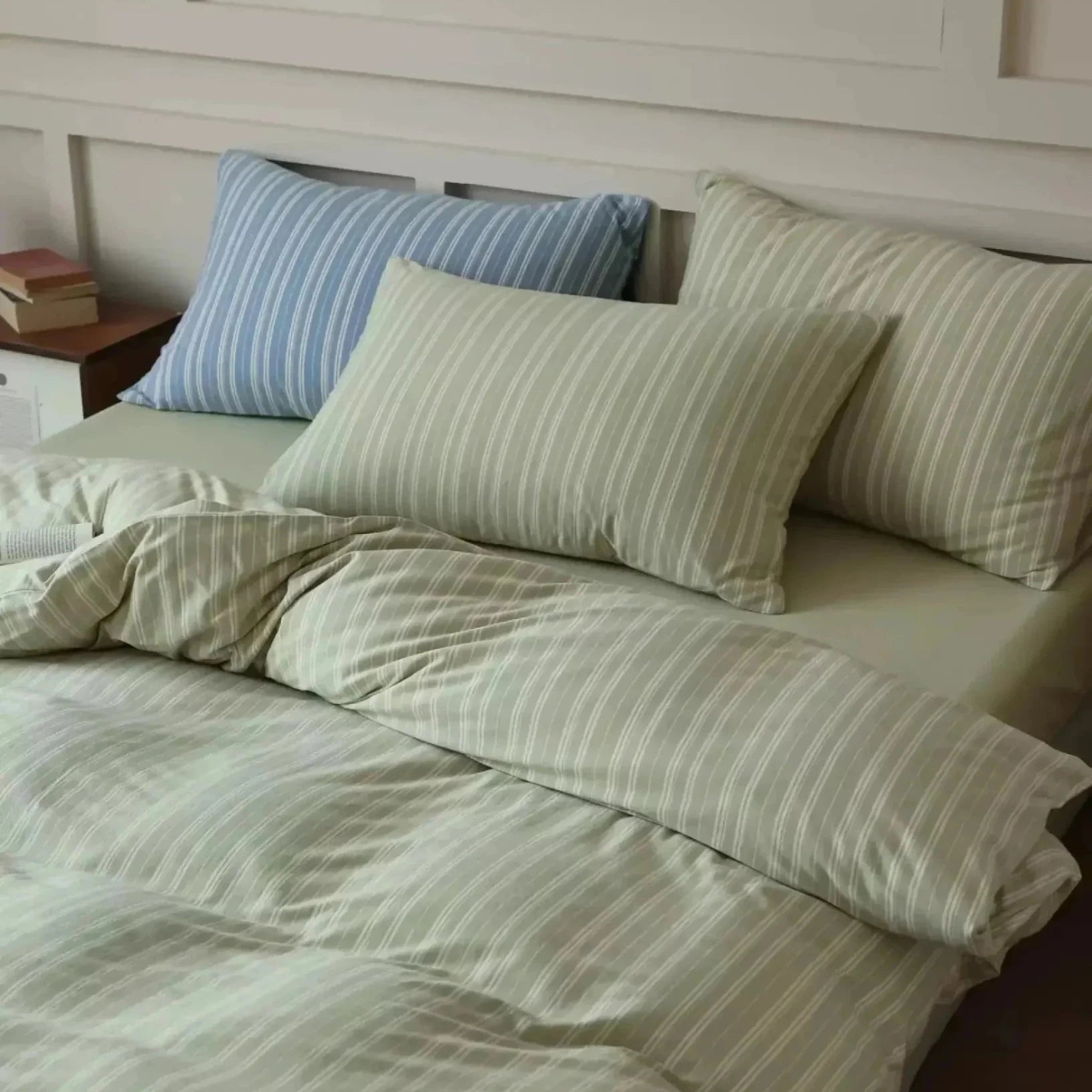 Denby Striped Jersey Cotton Bedding Set - room scene