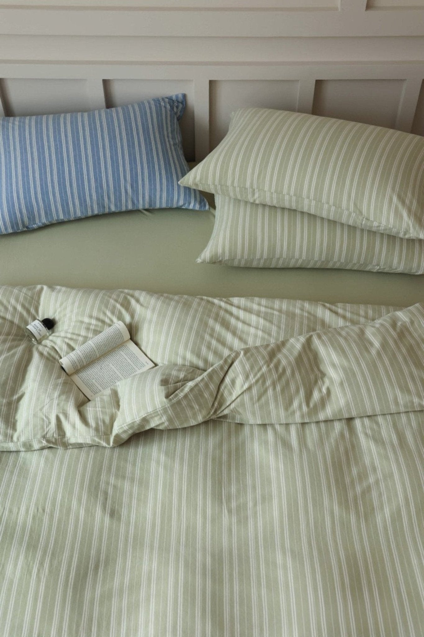 Denby Striped Jersey Cotton Bedding Set - room scene
