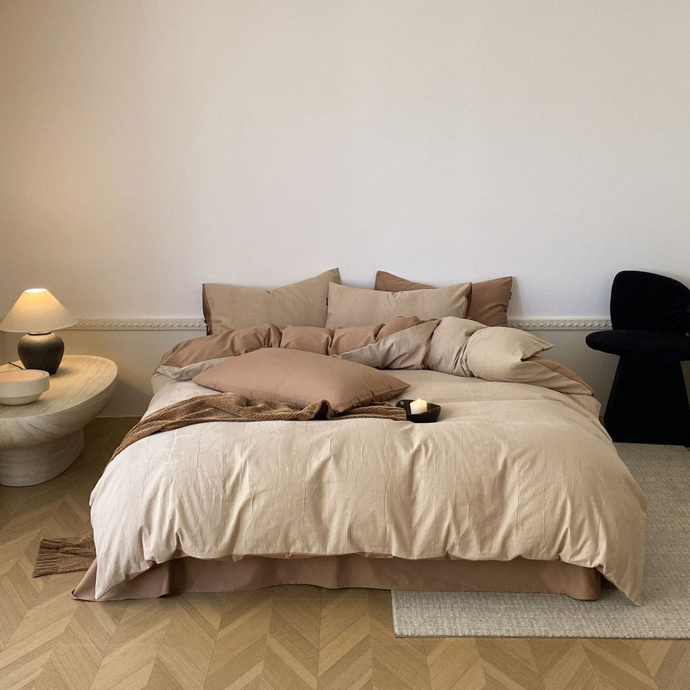Odile Brushed Cotton Bedding Set - Caramel Tan