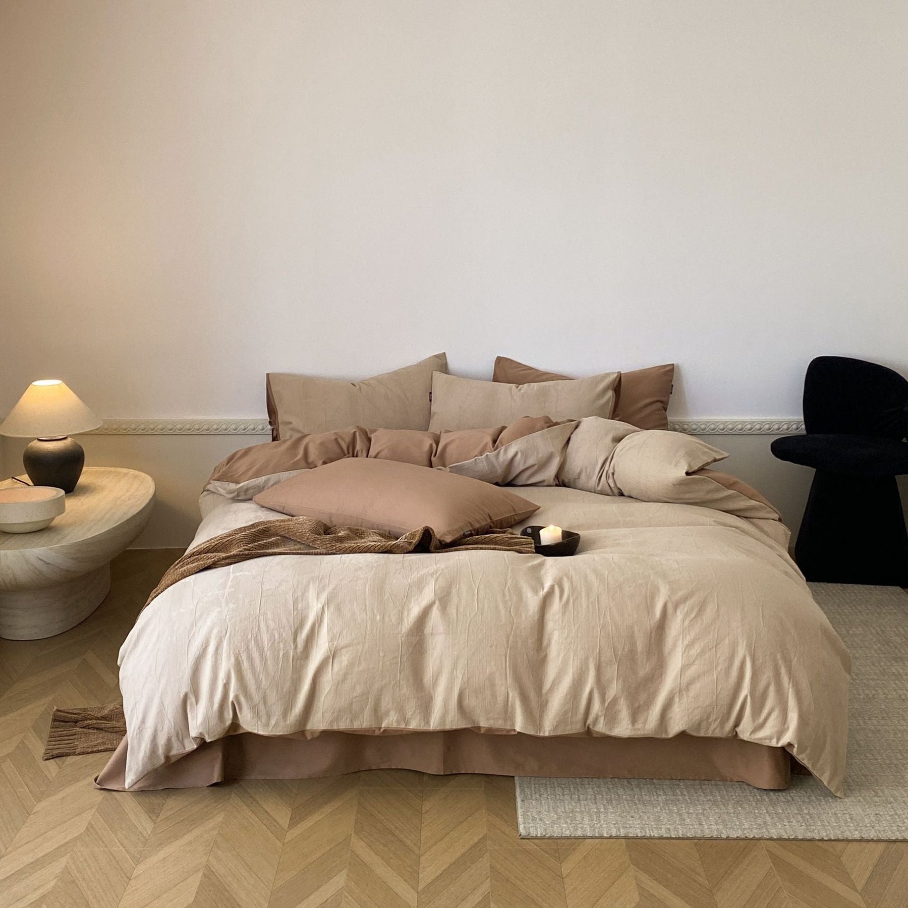 Odile Brushed Cotton Bedding Set - Caramel Tan