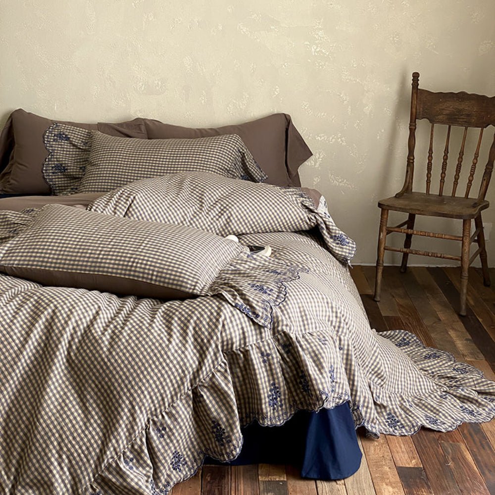 Beaumont Gingham Double Gauze Bedding Set - Mushroom Taupe