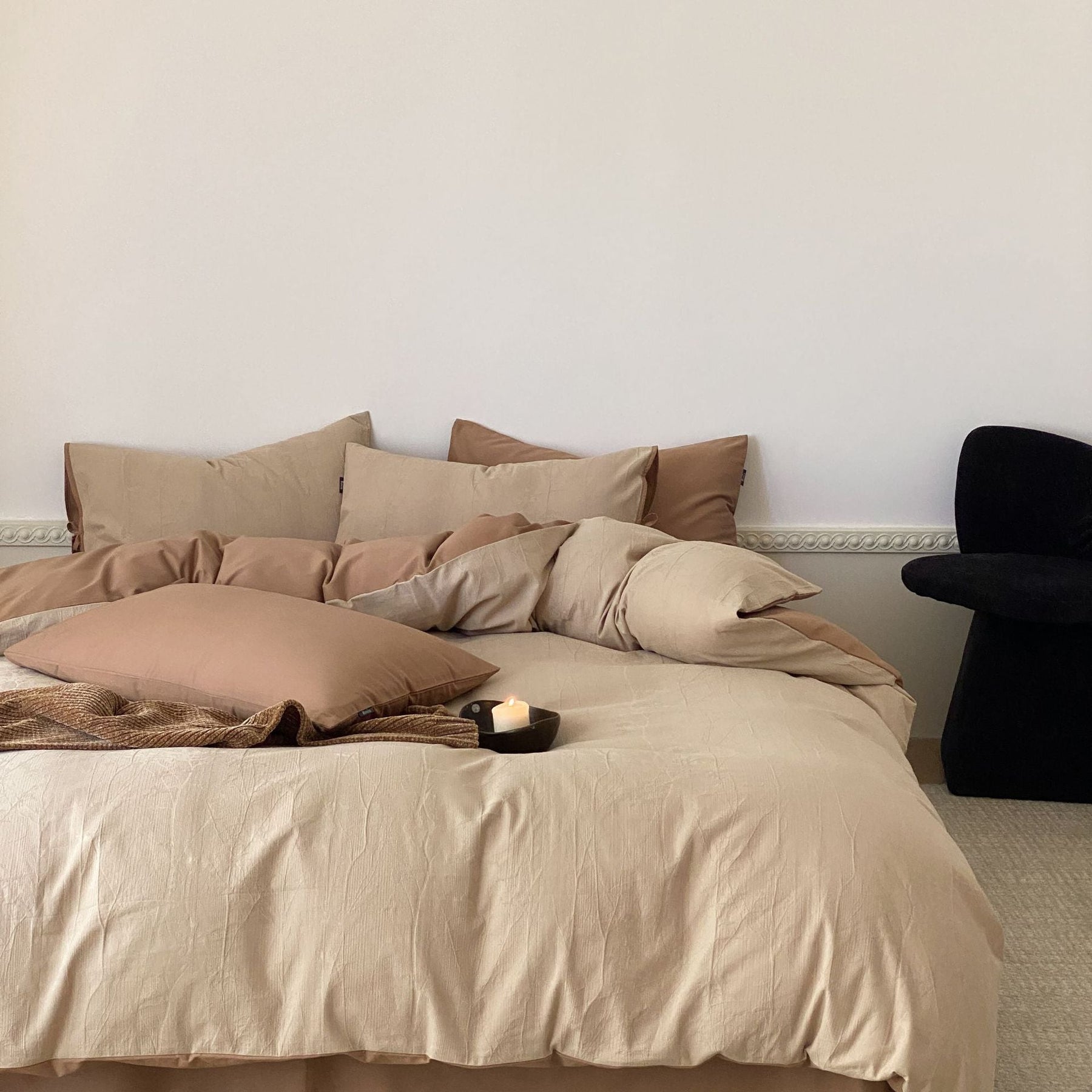 Odile Brushed Cotton Bedding Set - Caramel Tan