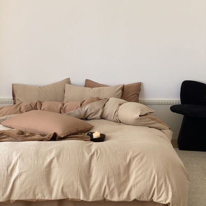 Odile Brushed Cotton Bedding Set - Caramel Tan