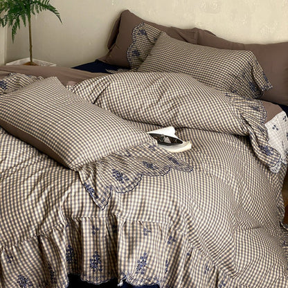 Beaumont Gingham Double Gauze Bedding Set - Mushroom Taupe