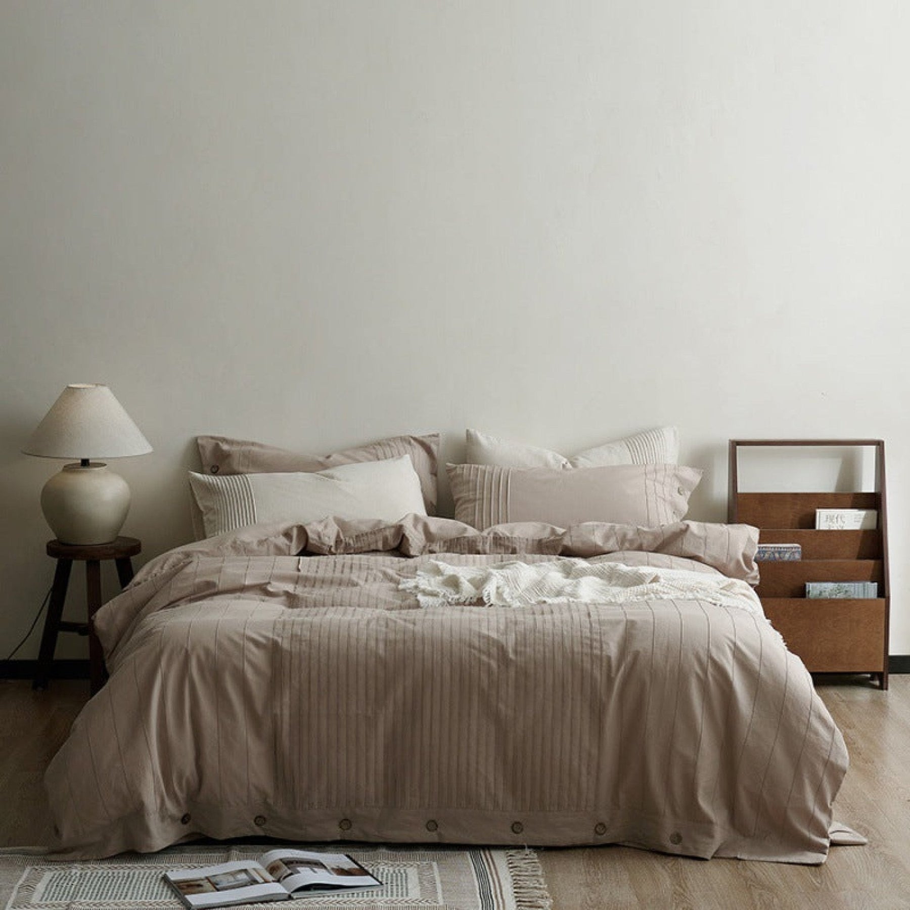 Prescott Pintuck Washed Cotton Bedding Set - Cocoa Taupe