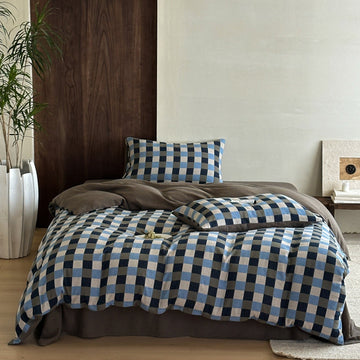 Gingham Jacquard Cotton Gauze Bedding Set