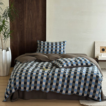 Corran Gingham Jacquard Cotton Bedding Set - Cocoa Check
