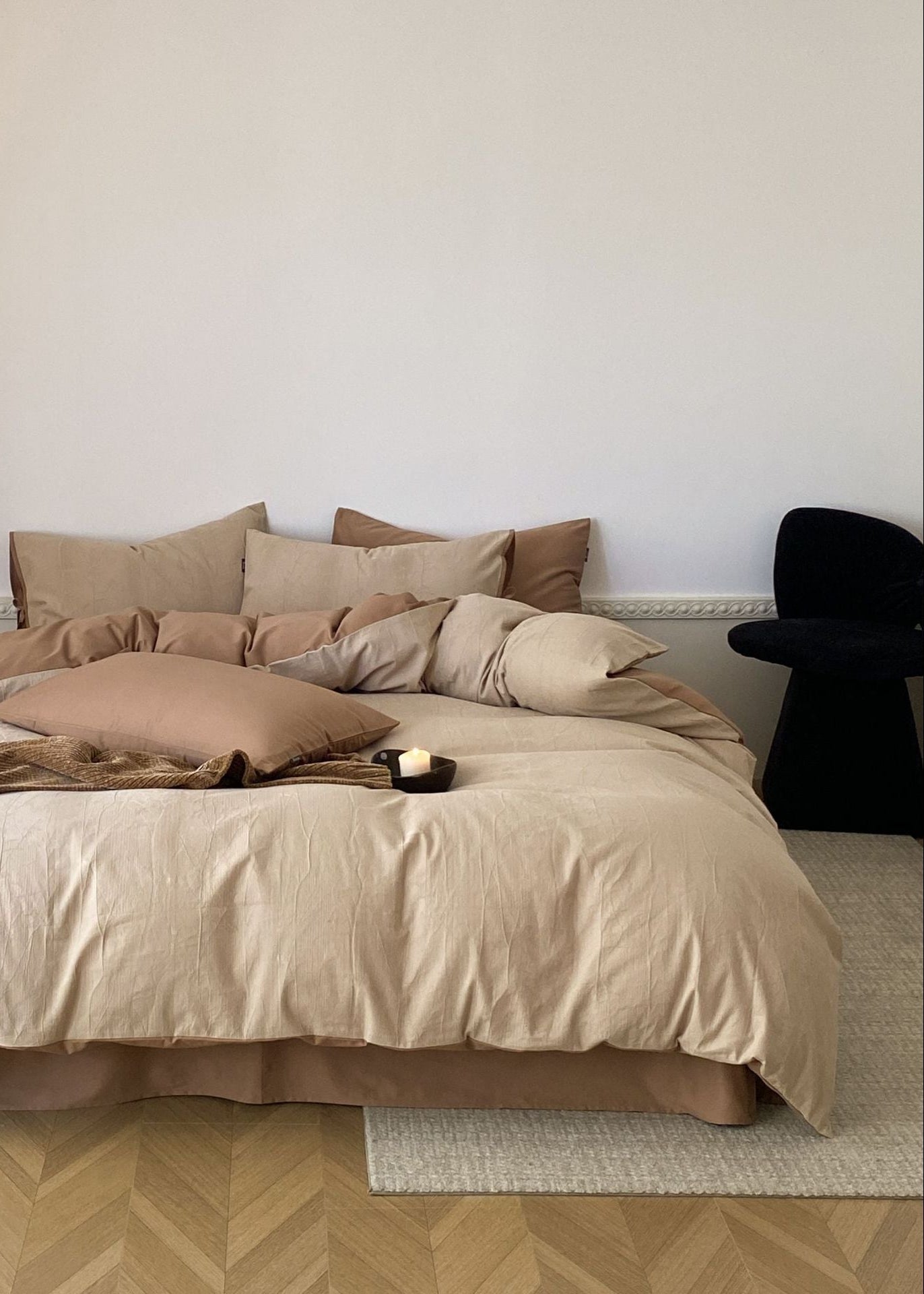 Odile Brushed Cotton Bedding Set - Caramel Tan