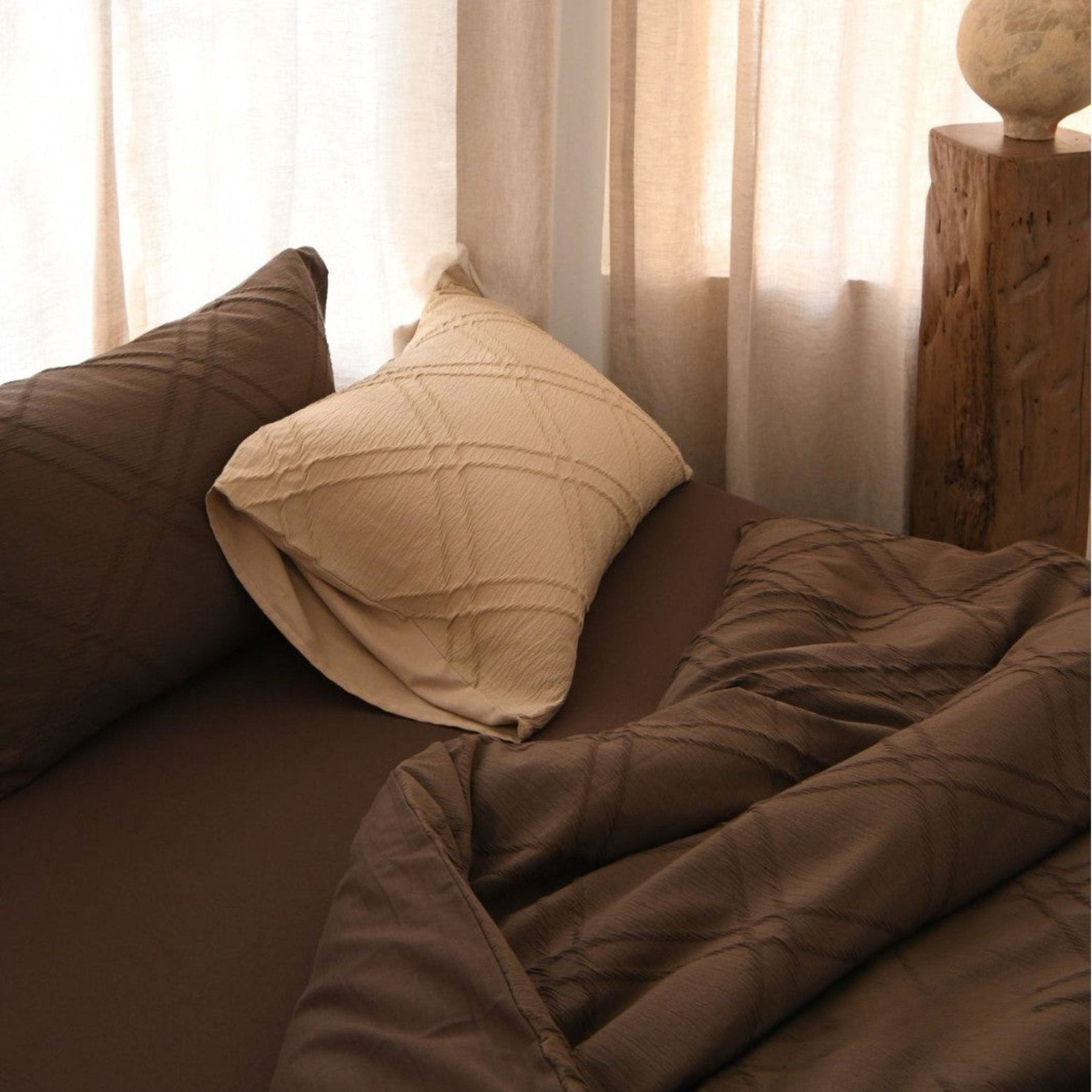 Corvale Diamond Jacquard Cotton Bedding Set - room scene