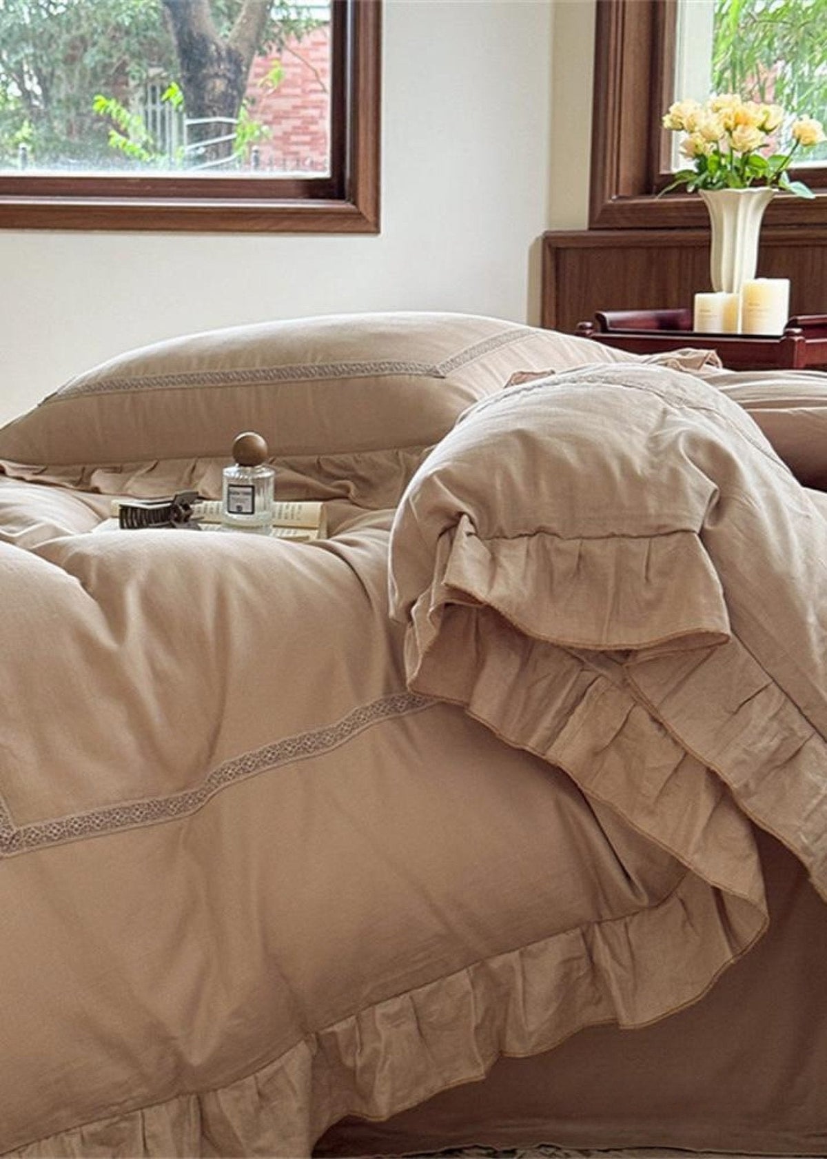 Petrina Ruffle Double Gauze Bedding Set - room scene