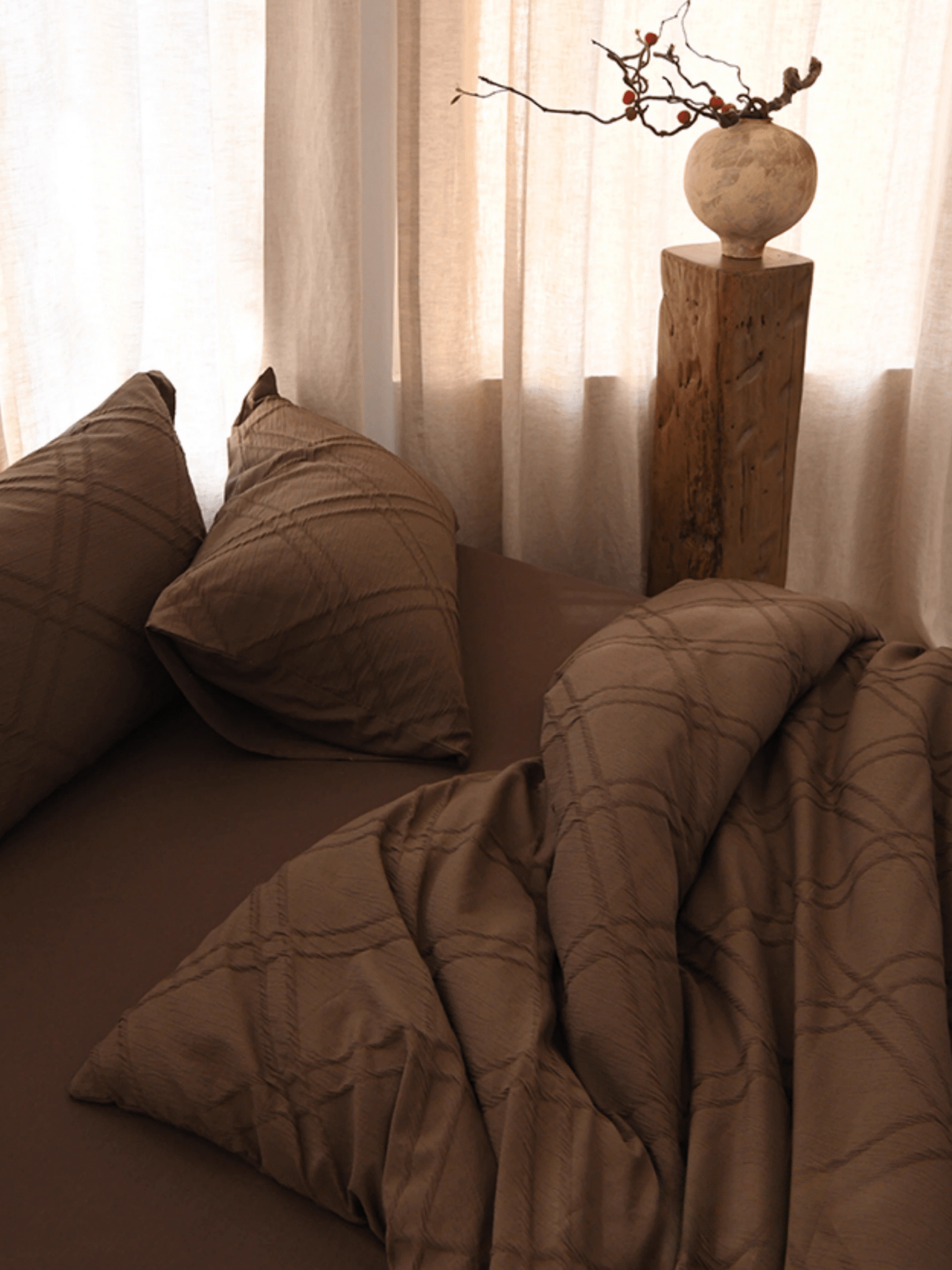 Corvale Diamond Jacquard Cotton Bedding Set - room scene