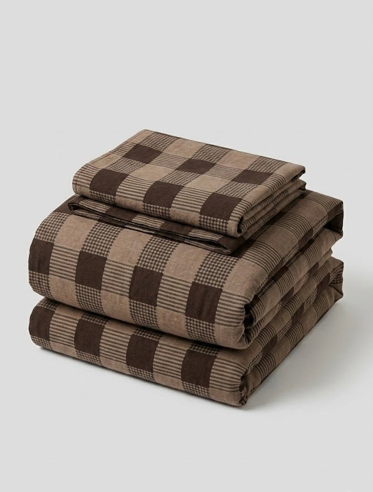 Corran Gingham Jacquard Cotton Bedding Set - room scene