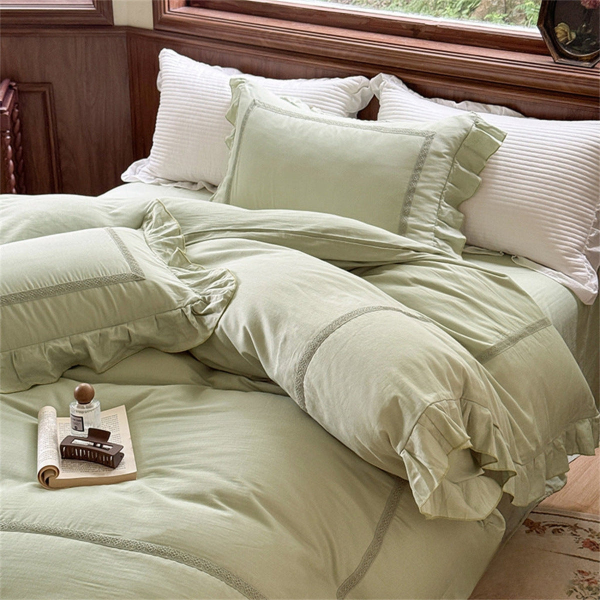 Petrina Ruffle Double Gauze Bedding Set - room scene