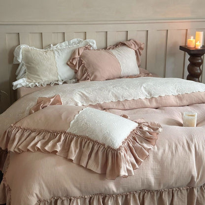 Wisteria Ruffled Double Gauze Bedding Set - room scene