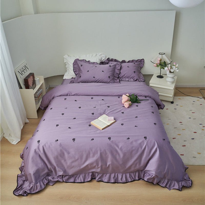 Amandine Rose Embroidered Cotton Bedding Set - room scene