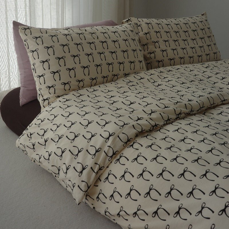 Thistlewood Bow Print Washed Cotton Bedding Set - room scene