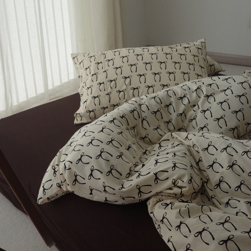Thistlewood Bow Print Washed Cotton Bedding Set - room scene