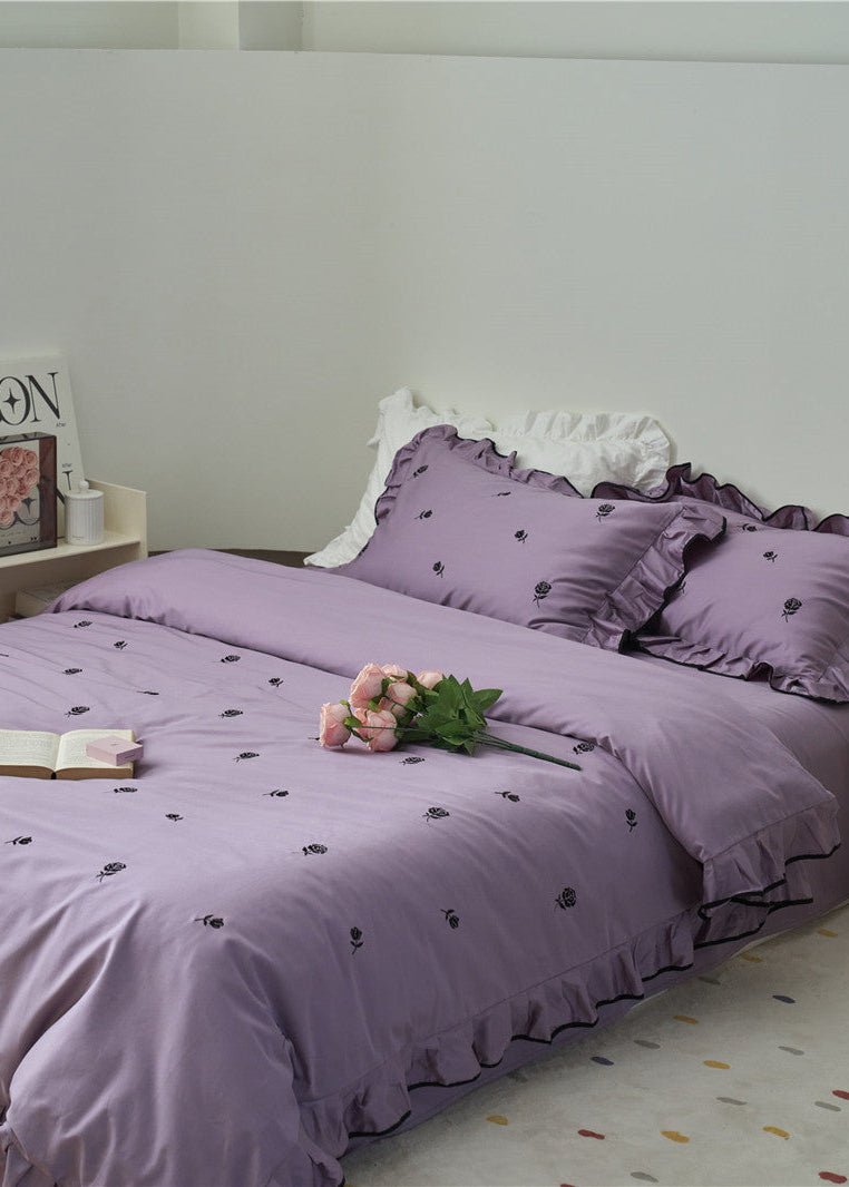 Amandine Rose Embroidered Cotton Bedding Set - room scene