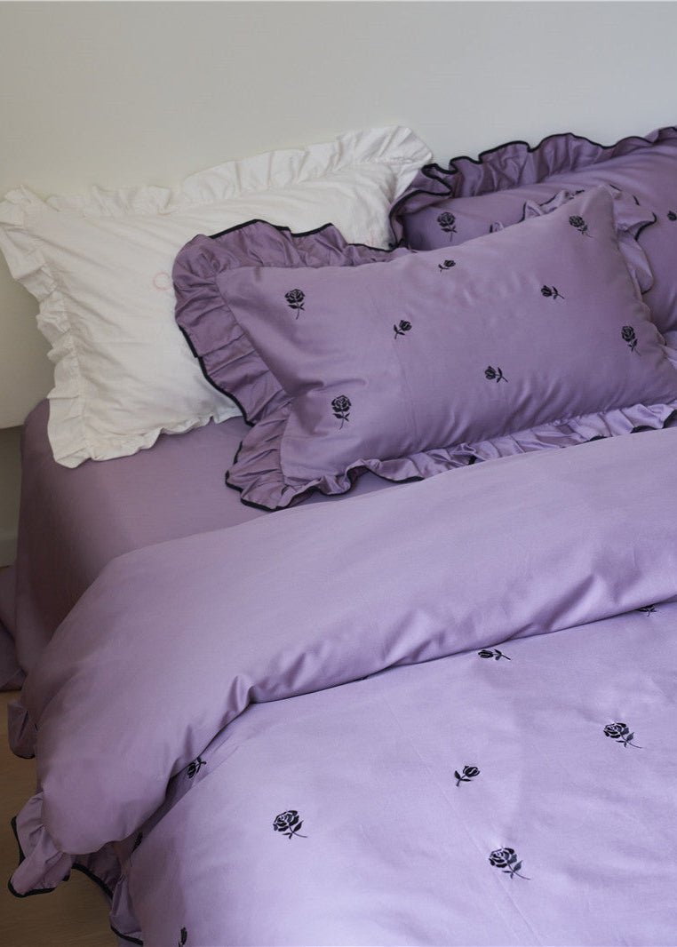 Amandine Rose Embroidered Cotton Bedding Set - room scene