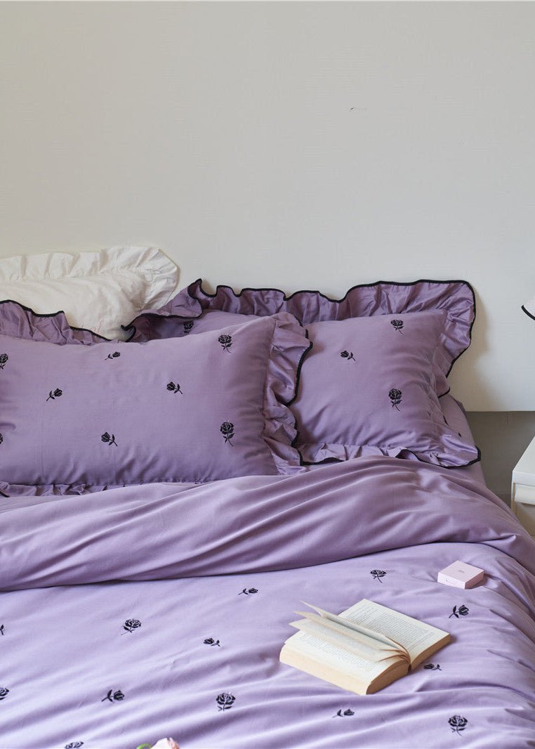 Amandine Rose Embroidered Cotton Bedding Set - room scene
