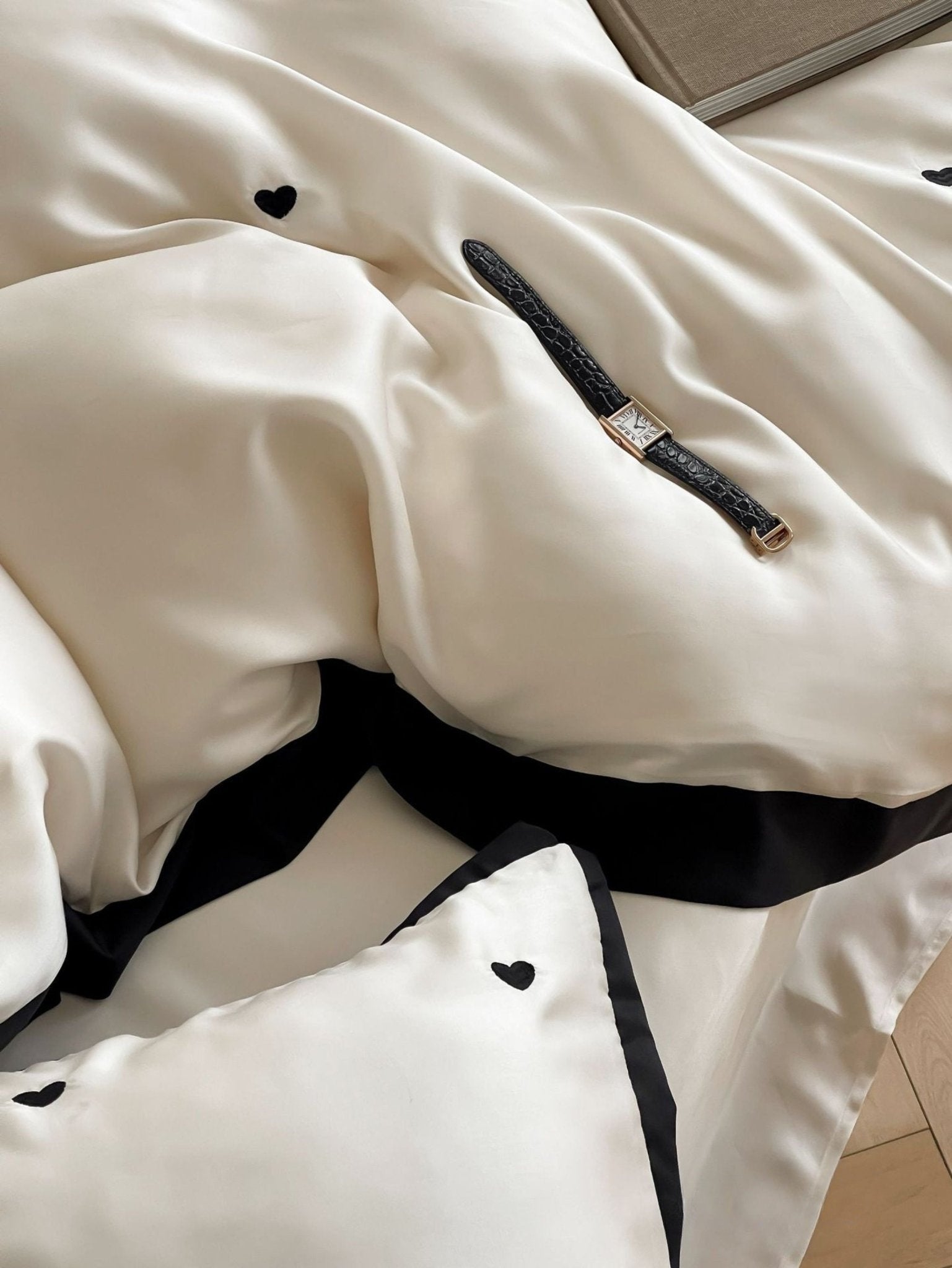 Sabine Heart-Embroidered Cooling Tencel Bedding Set - room scene