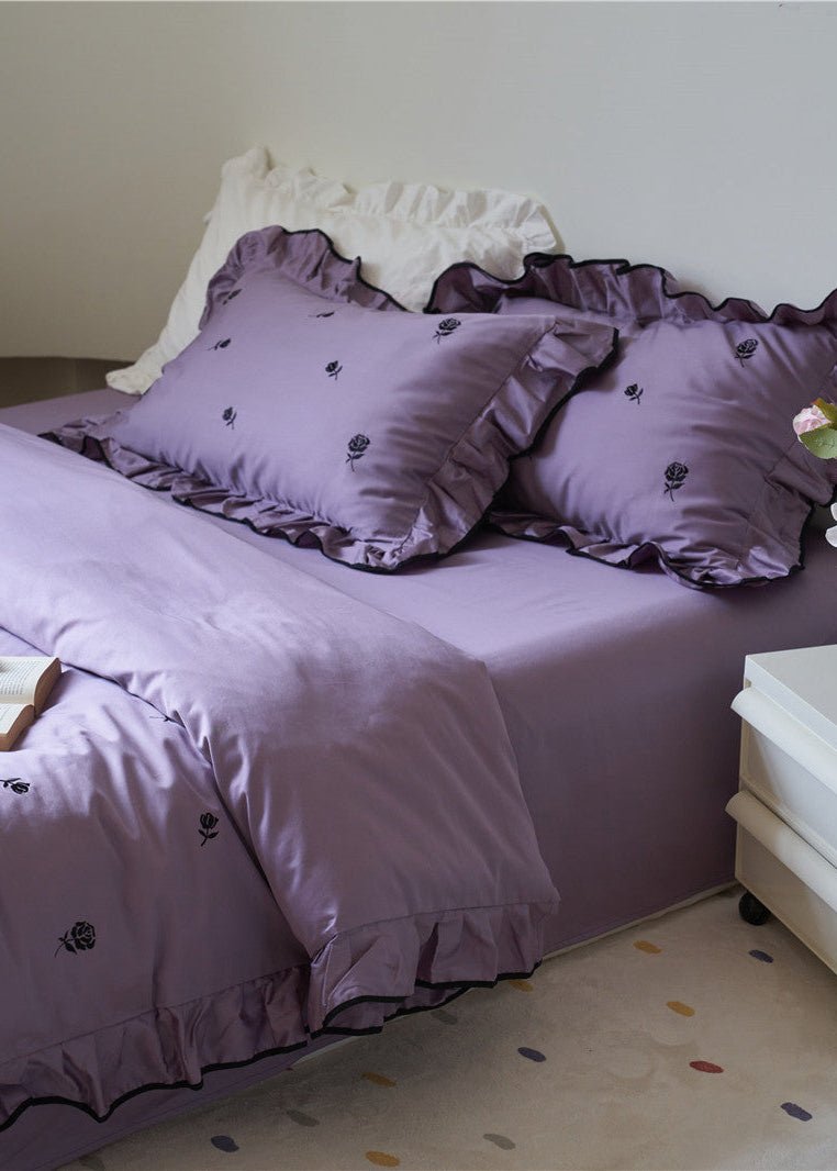 Amandine Rose Embroidered Cotton Bedding Set - room scene